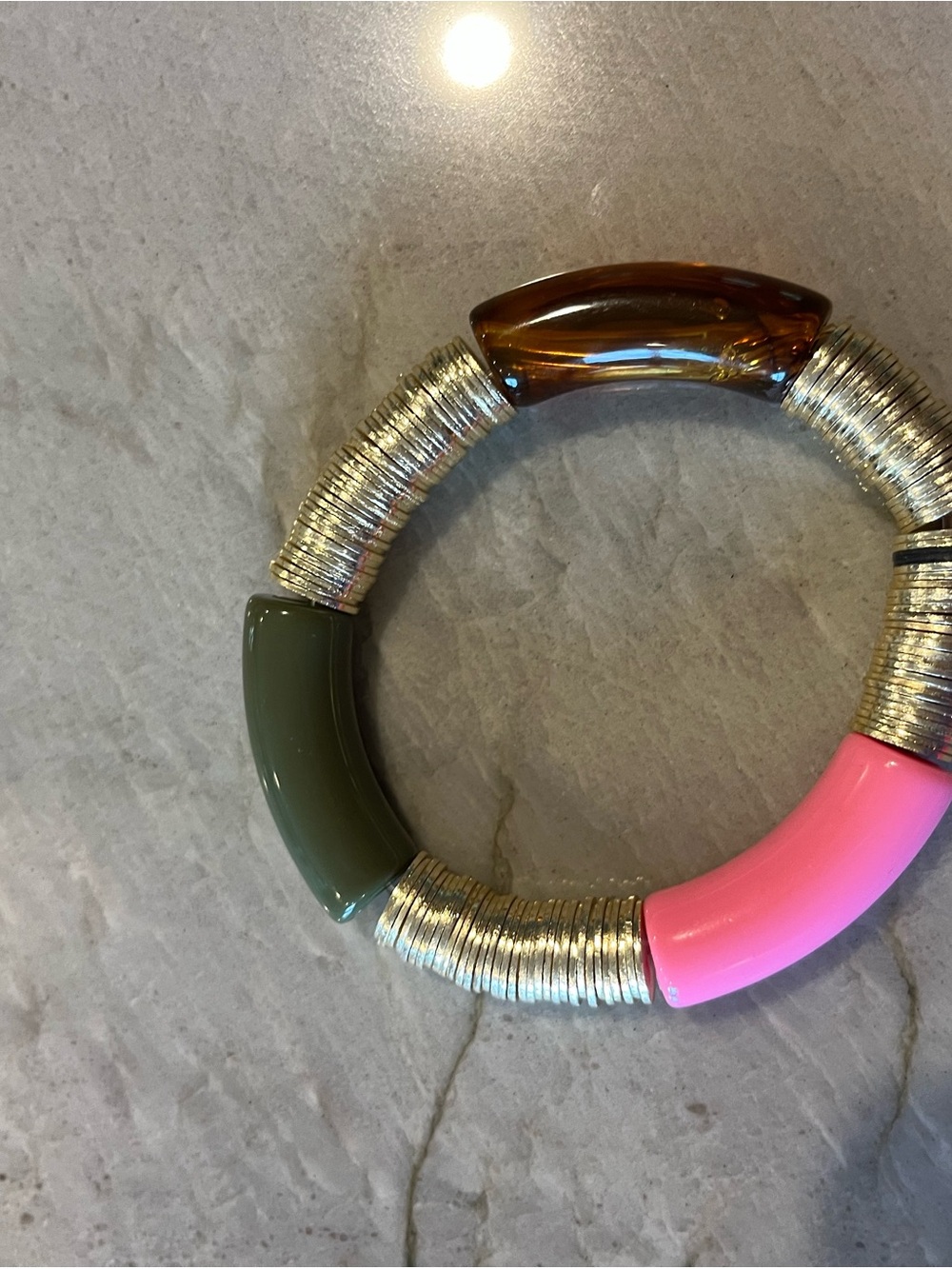 ALLIE AND BESS Stretch Bracelet Set Pink, Green, Black & Gold Accents - Picture 4 of 9